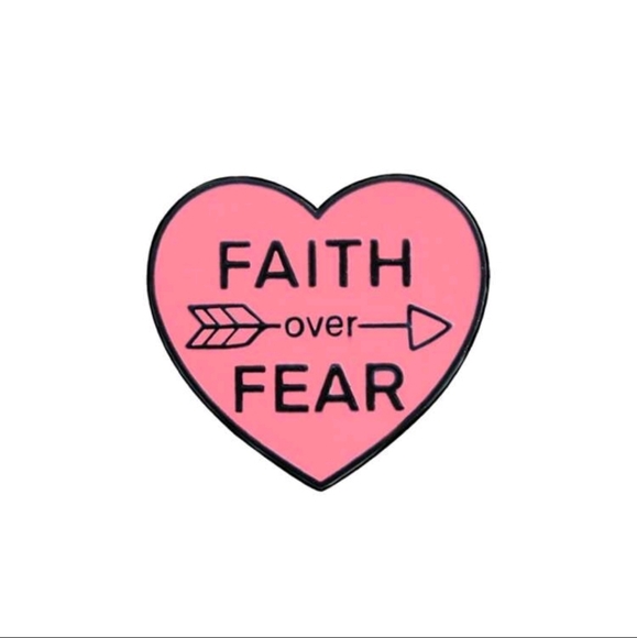 Accessories - Pink Heart 'Faith Over Fear' Pin